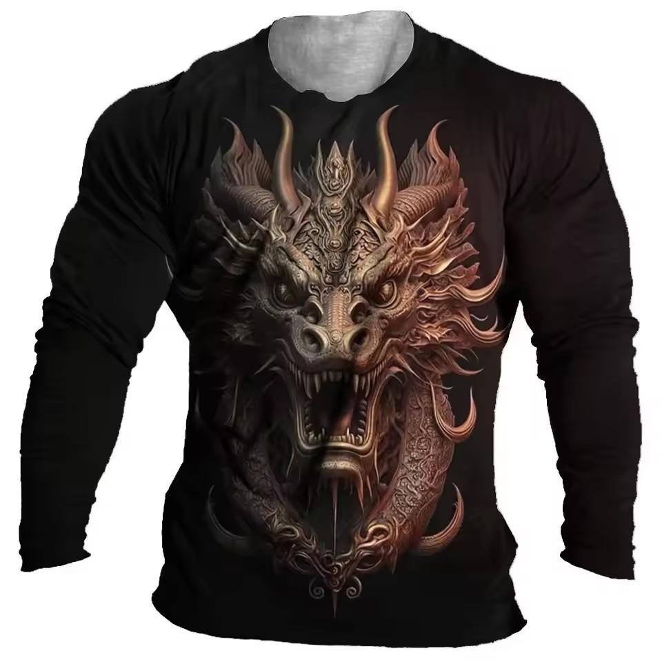 3D Print Cats Graphic Men's T-Shirts Fashion Creative Design Long Sleeve Round Neck Pullover Tops Autumn Casual Comfortable Tees