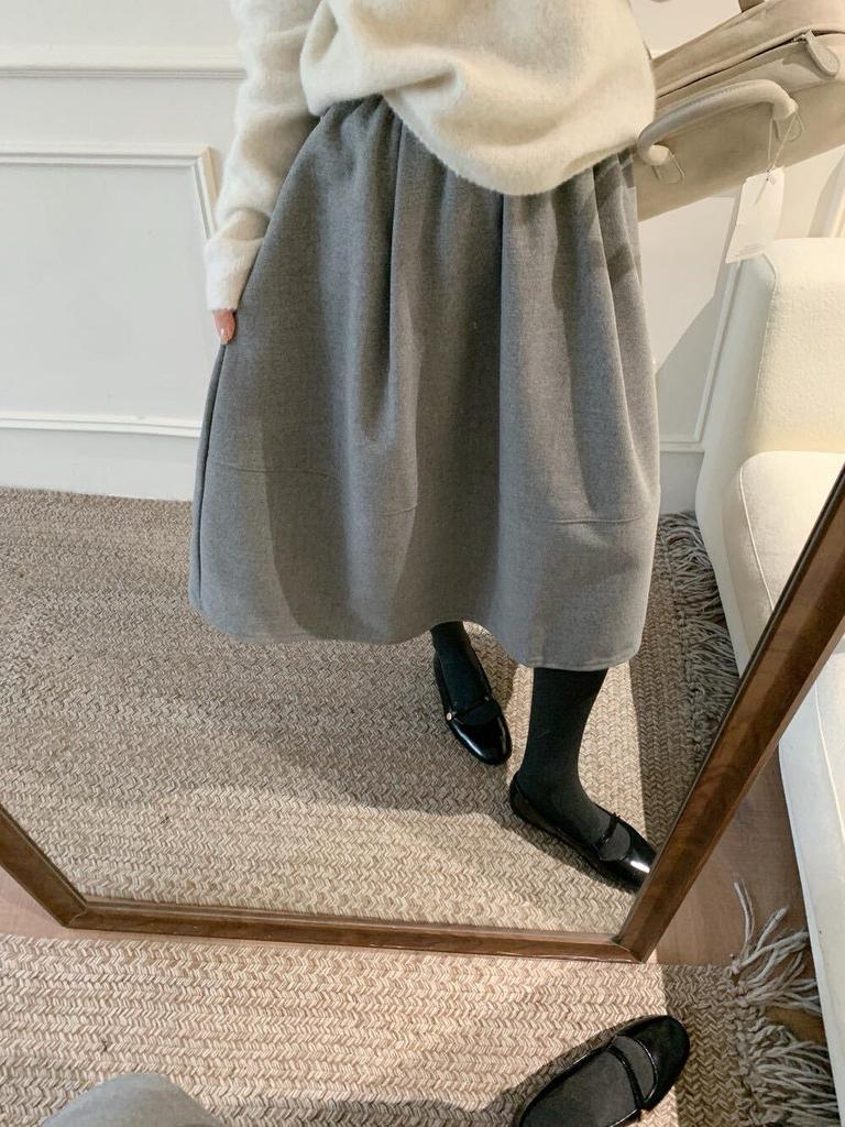 Elegant High-Waist Wool Blend A-Line Skirt - Autumn/Winter Classic