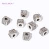 Luxury 18K Gold Plated Brass Pave Zircon Square Spacer Beads For Bracelet Making,Beads Separators,DIY Jewelry Making Findings