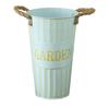 Deep Bucket Vase Galvanized Iron Flower Bucket with Rope Handles Retro Farmhouse Vase for Home Flower Arrangement