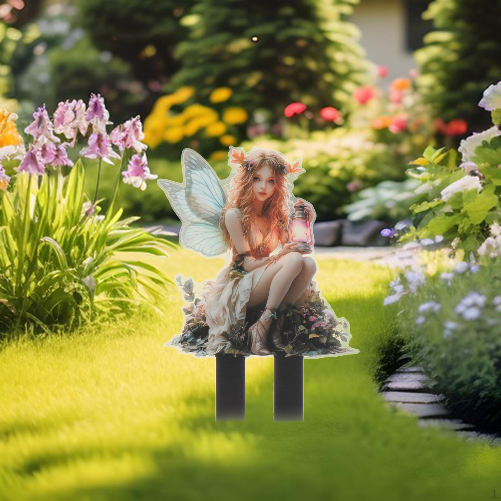 

Decorative Outdoor Garden Sign, 2D Fairy Design, Ideal for Indoor And Porch Use. Fairy with Lamp
