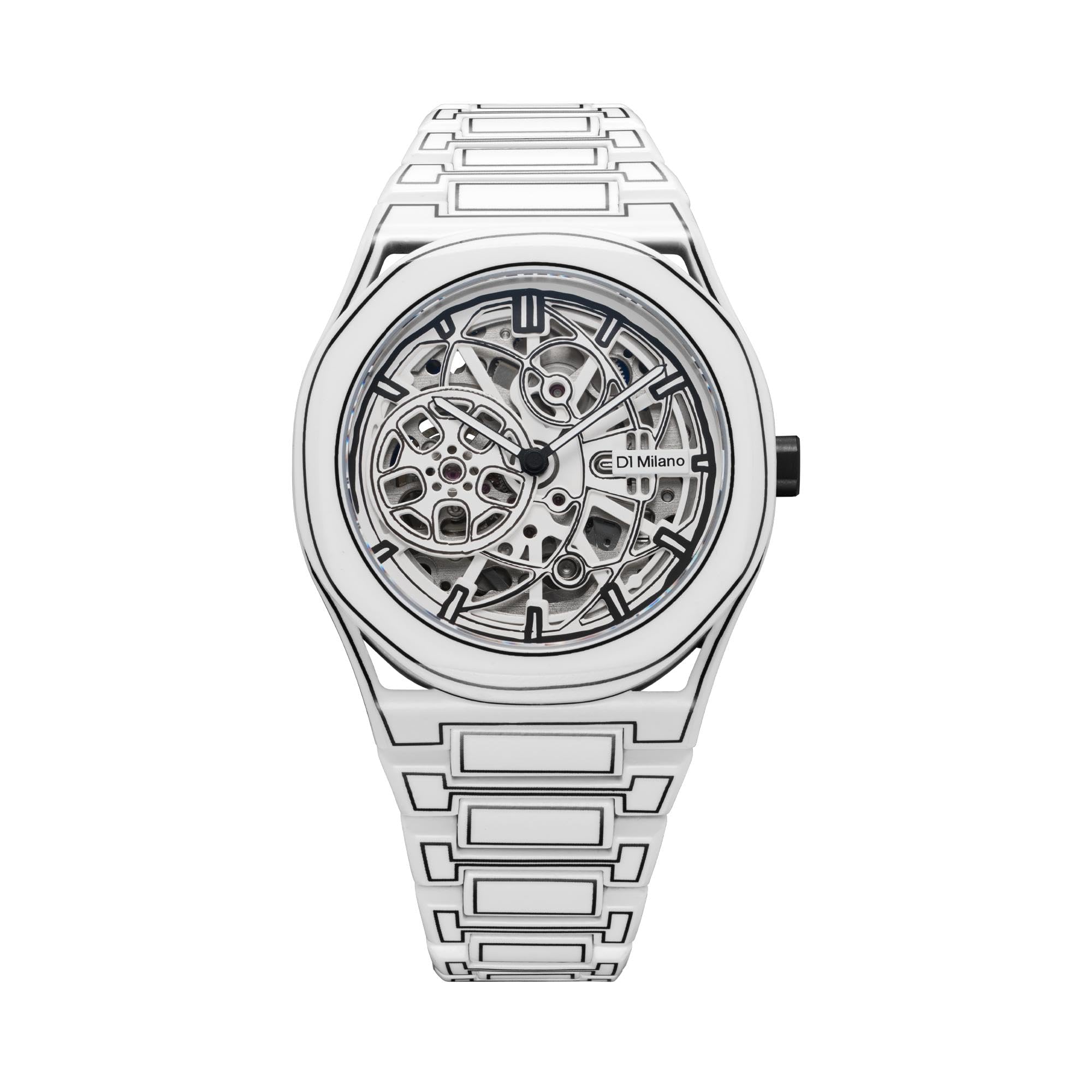 

D1 Milano Men s Skeleton Automatic Watch, White, 40.5mm, SKBJ20, Authorized Retailer