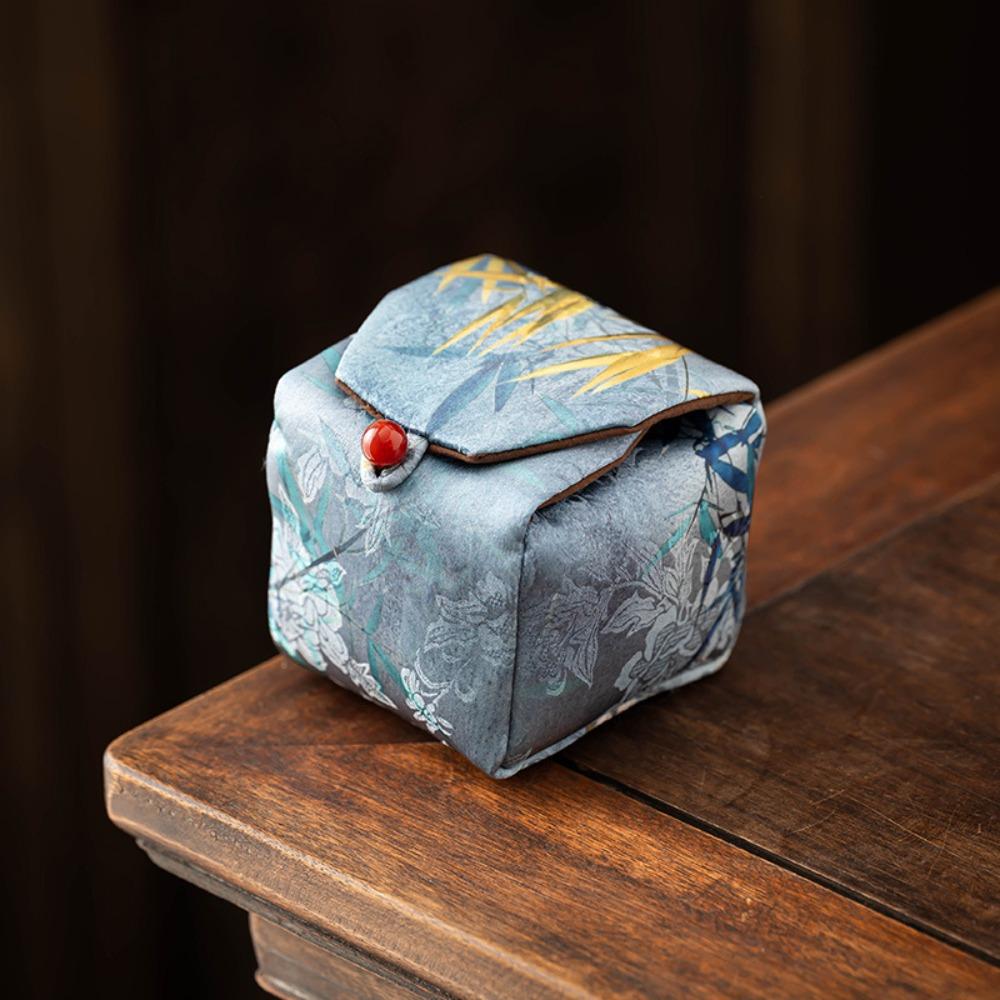 Print Tea Cup Cloth Pouch Chinese Style Embroidered Handbag Retro Teaware Storage Bag  Storage Bag