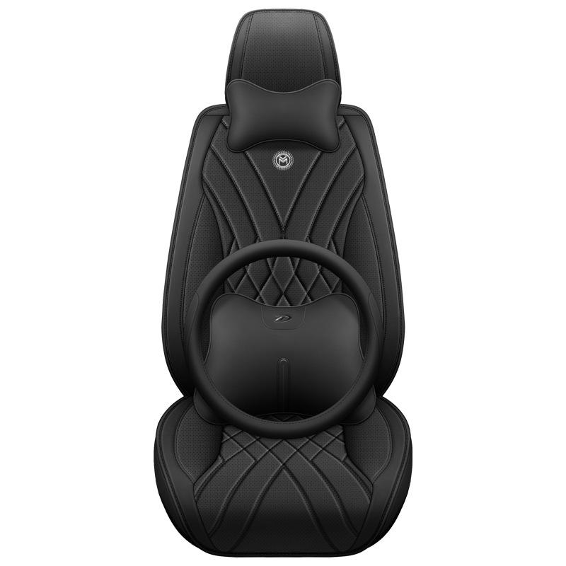 Cojín Universal de Cuero Completo para Asiento de Coche para las Cuatro Estaciones - Resistente al Desgaste y Transpirable, Diseño Todo Incluido