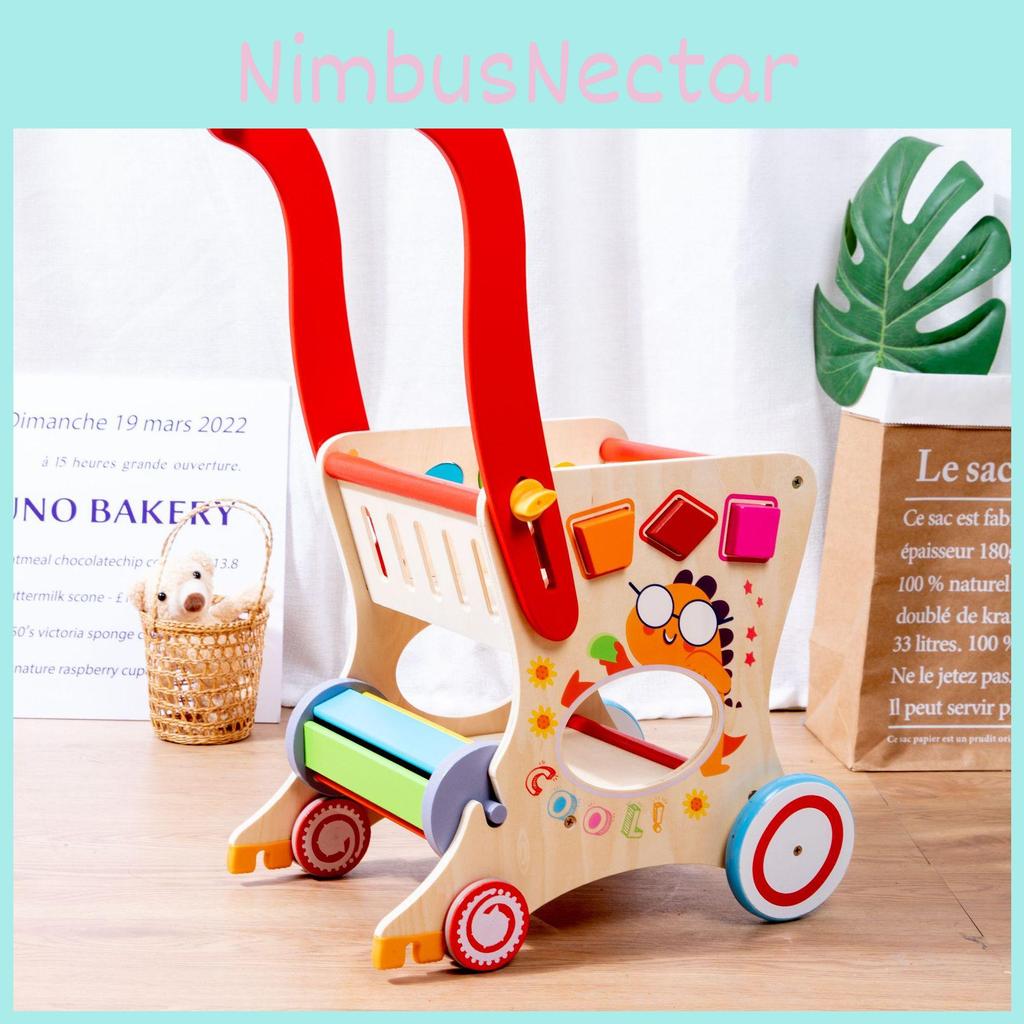 Wooden Multifunction Baby Cart Toddler Walking Shape Recognition Festival Gifts