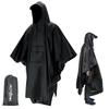 Poncho Impermeável com Capuz para Chuva - Preto