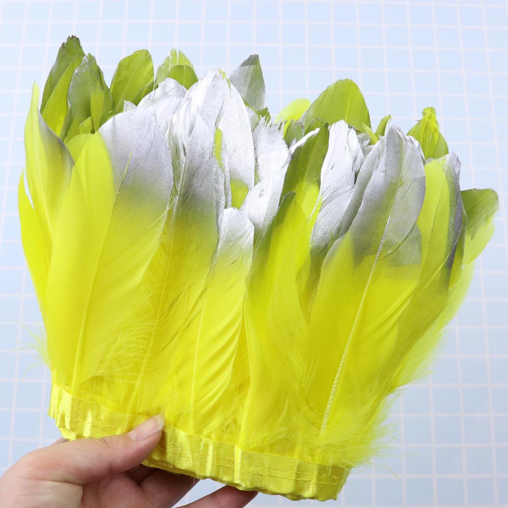 1 Meter Soaked Goose Feather Decorative Ribbon Natural Swan Feather Decorative Wedding Dress Feather Dyeing 15-20Cm