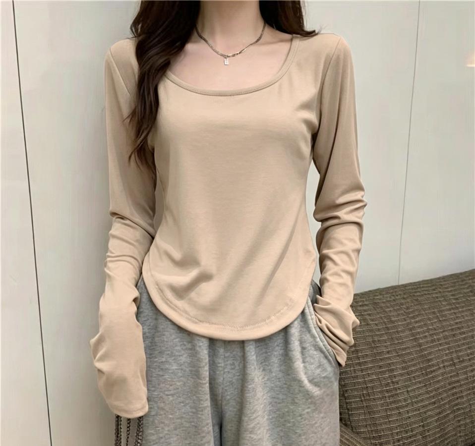 Women's Slim-Fit Irregular Long-Sleeve Top - Trendy Autumn Base Layer