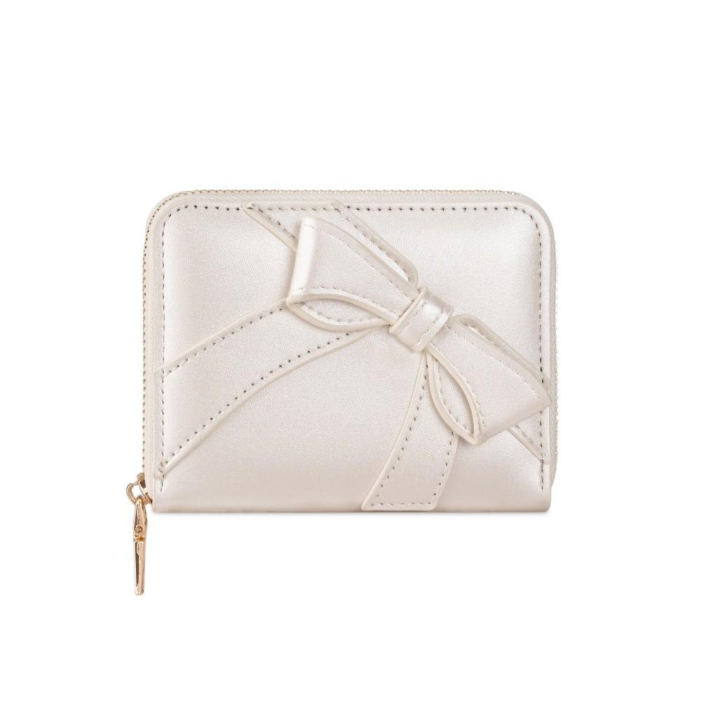 Portafogli Moda Portatili con Zip Carini con Fiocco in Ecopelle PU Corti Multi-Scomparto Carte Colore Unico Portamonete da Donna