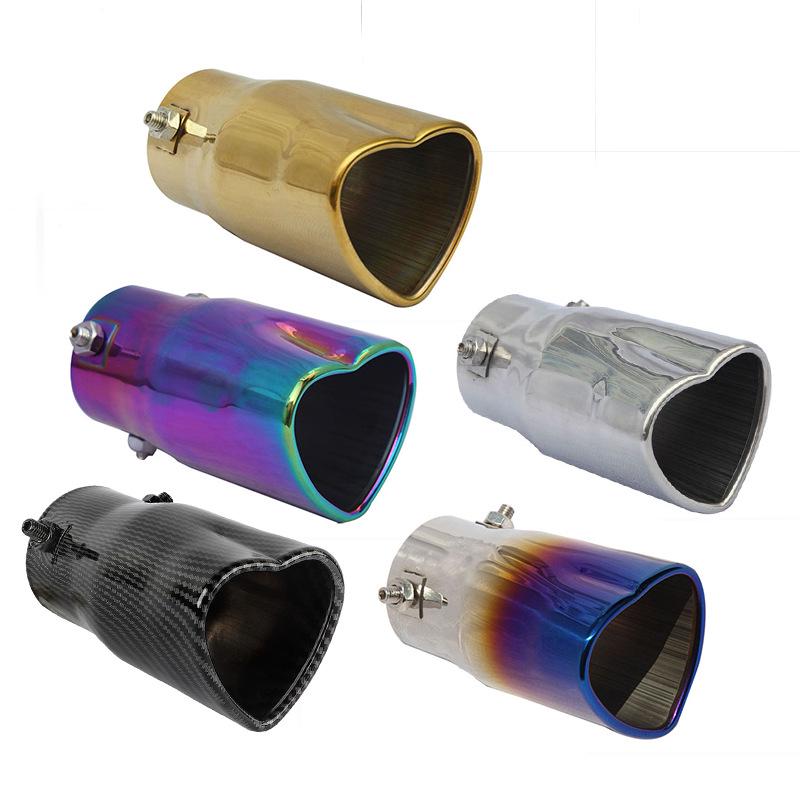 Heart-Shaped 63mm Stainless Steel Blue-Tinted Exhaust Muffler Tailpipe