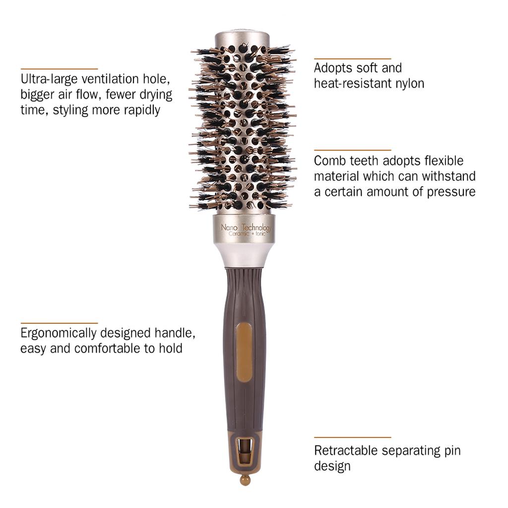Anti Static Nano Technology Ceramic Ionic Hair Styling Comb with Retractable Separating Pin