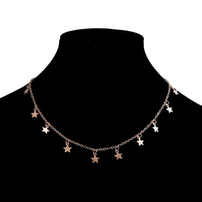 Star Necklace Pendant Chain Necklace Star Pendant Collar Clavicle Star Pendant Necklace Alloy Material for Women Girls