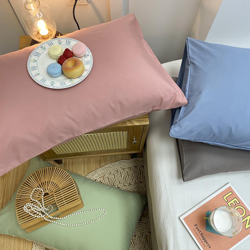 Sada 2 povlaků na polštáře z prané bavlny 48x74cm, kartáčovaná jednobarevná