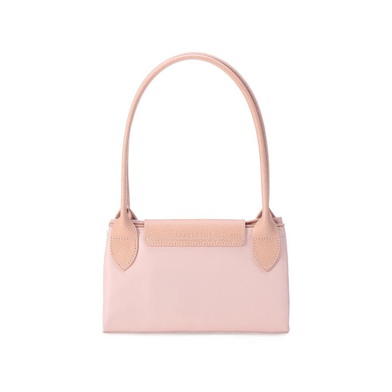 Longchamp Le Pliage 28 Ferramenta in Metallo Argentato Profilo Minimalista Stile Eco-Friendly Tela e Pelle Borsa a Mano Donna tote Rosa 2605919P64