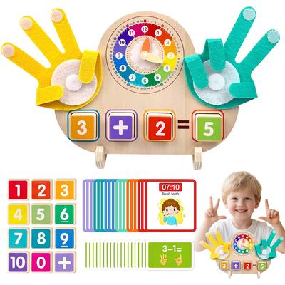 Juguetes Montessori para Niños Materiales Manipulativos de Matemáticas con Reloj Bloques Numéricos Tarjetas de Conteo con los Dedos Juguetes Educativos de Preescolar para el Aprendizaje