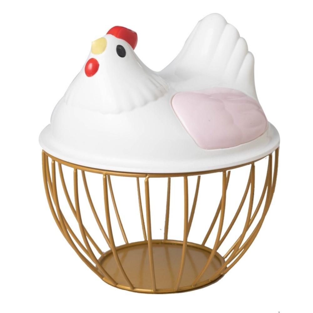 Rustic Egg Container Storage Hollow Iron Basket Hen Shape Egg Basket Kitchen Accessories