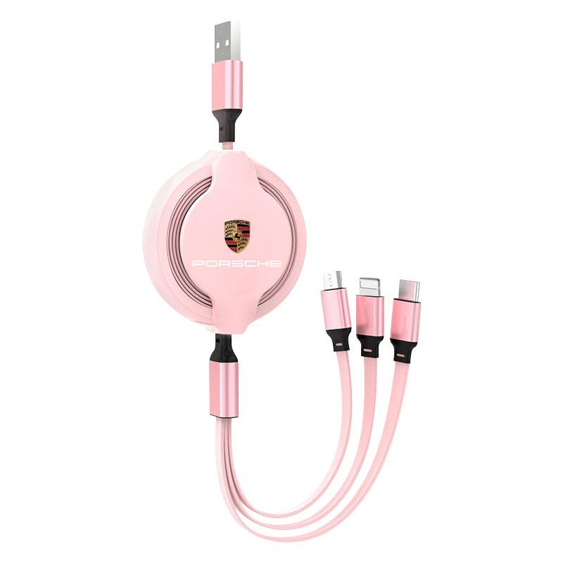 1Pcs Car Mounted Telescopic Three In One Mobile Phone Charger For Porsche 911 Cayenne Panamera Macan Boxster Carrera-GT 928 918-Spyder