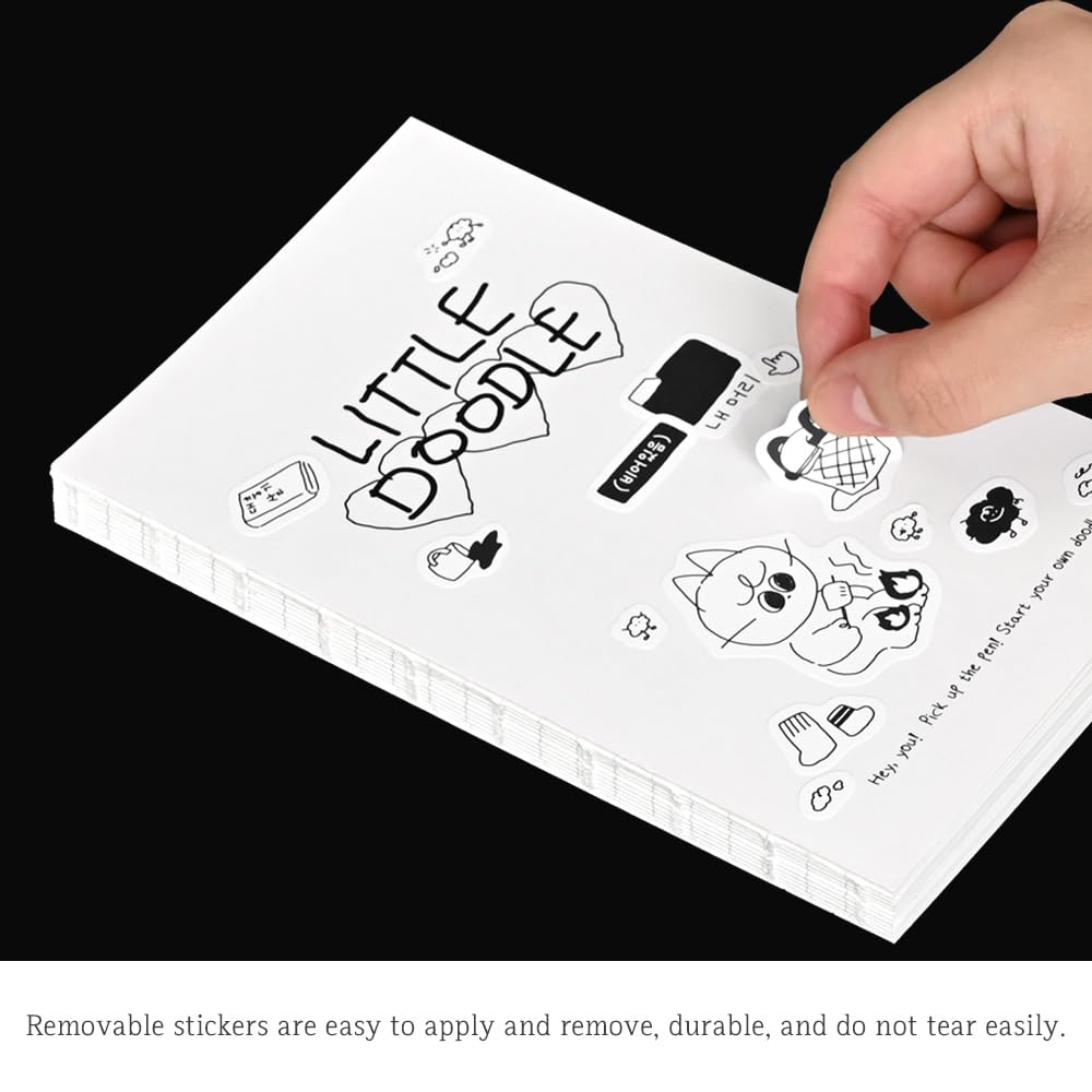 Monolike Little Doodle One Day Theme Sticker Set of 6 Stylish stickers perfect for journaling and x cm - peel-and-stick scrapbooking, multicolored,