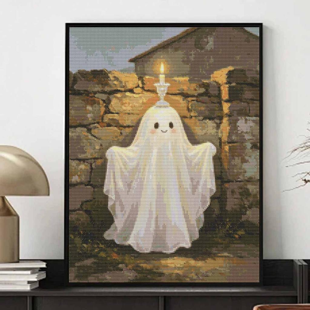 Halloween diamond painting kit cute ghost candle handmade diy painting home decoration painting