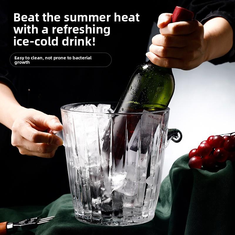 Large Capacity Glass Ice Bucket, Creative Red Wine and Beer Insulated Bucket, Household European Style Chilled Champagne Bucket