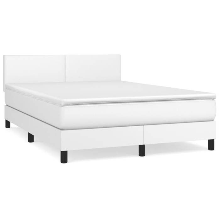VidaXL Divan Bed with Mattress White 140x190cm Faux Leather - Model 3141000