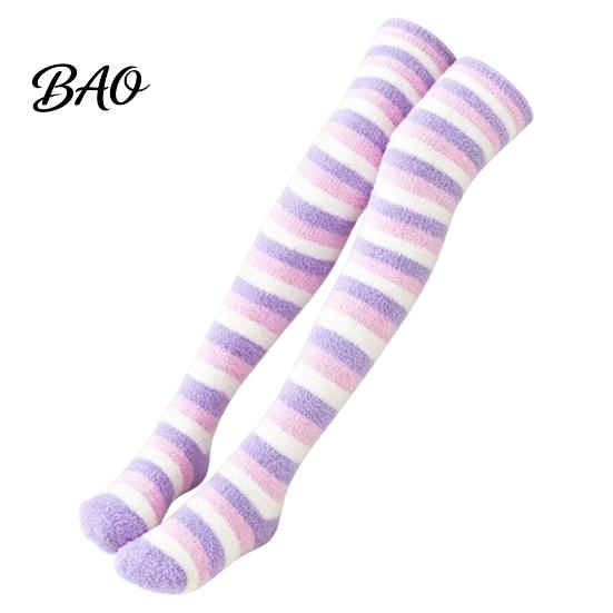 Warme Wintersocken 1 Paar Damen Oberschenkelhoch für den Winter, Verdickte Korallenfleece Bein Samt Wärmer Lange Strümpfe, Flauschige Over-the-Knee-Stiefel Mädchen