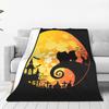 Pekingese Dog And Moon Halloween Blanket Breathable Fleece Sofa Throw Blanket For Couch Bedding Travel Throws Bedspread Quilt