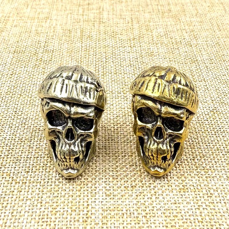 Brass Hatted Skull Head Knife Beads Edc Diy Paracord Woven Bracelets Lanyard Pendants Accessories Outdoor Tool Hangings Charms