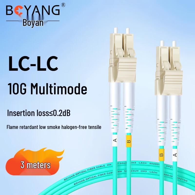 

BOYANG LC-LC OM3 Multimode Duplex Fiber Optic Patch Cable 3 Meters