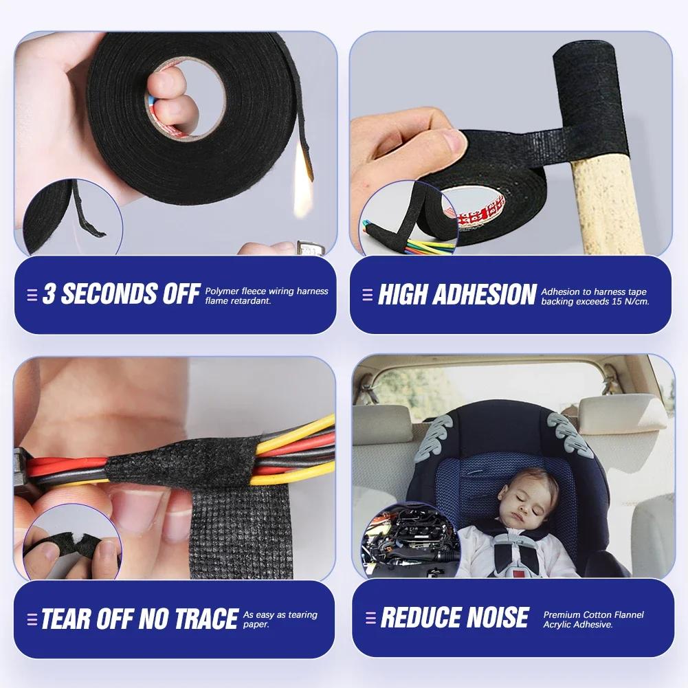Heat-resistant Adhesive Cloth Fabric Tape For Automotive Cable Tape Harness Wiring Loom Electrical Heat Tape 9/15/19/25/32MM