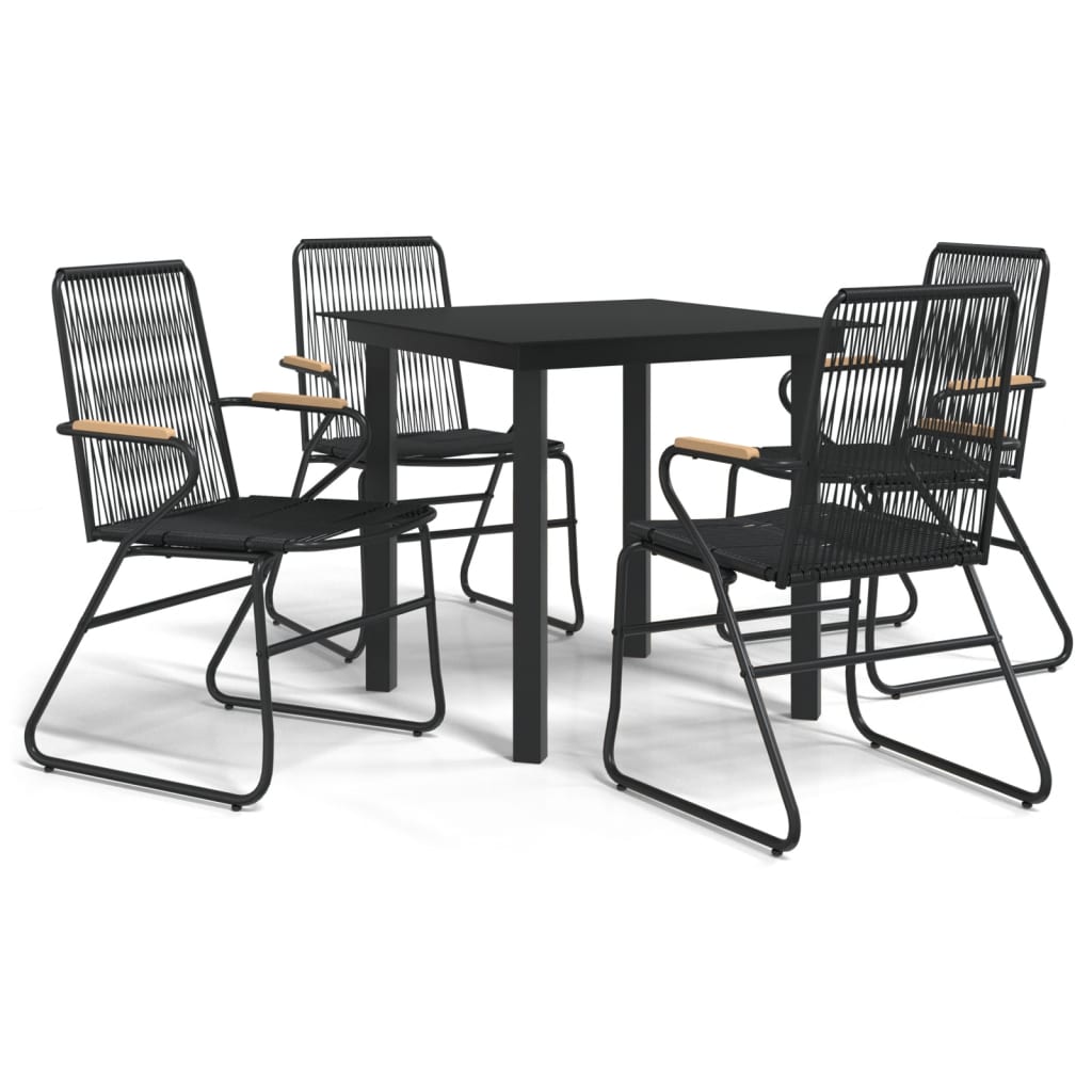 Vidaxl 5-Częściowy Zestaw Mebli Ogrodowych, Czarny, Rattan Pvc