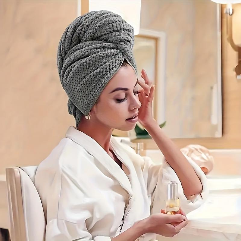 Women'S Quick-Dry Hair Towel Cap, Highly Absorbent Polyester Hair Turban for Curly Long Thick Hair, Moisture-Wicking Hair Wrap for Drying Hair