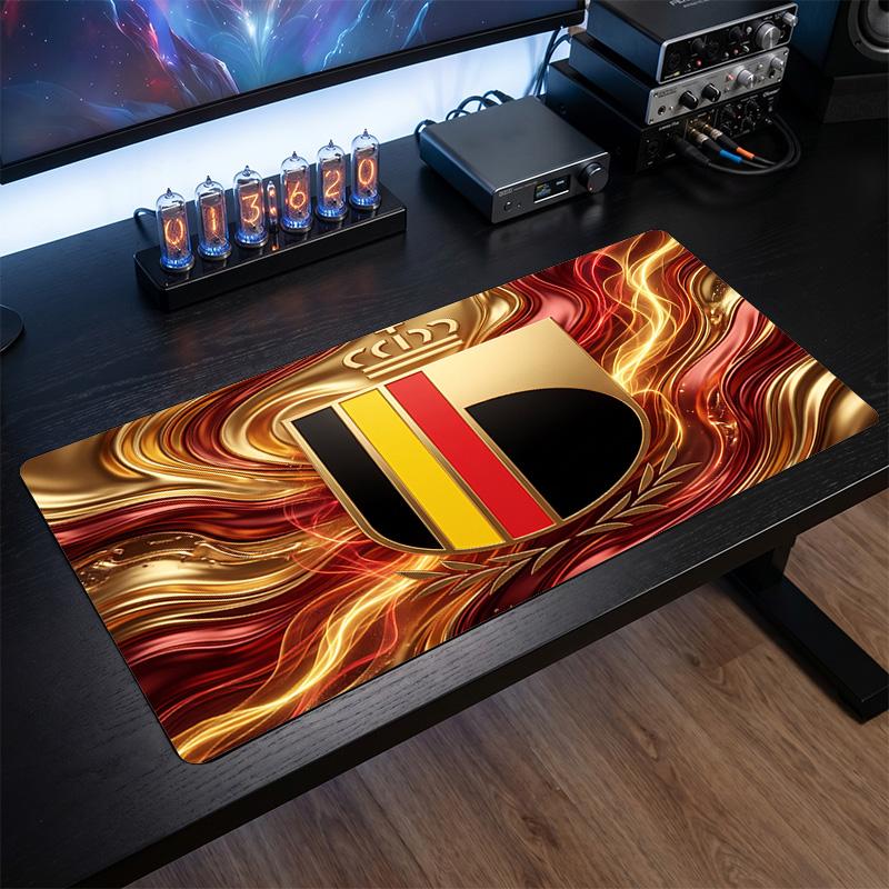 Belgium Football Crest Mouse Pad, Extended Non Slip Rubber Desk Mat for Gaming Office Laptop Fan Gift