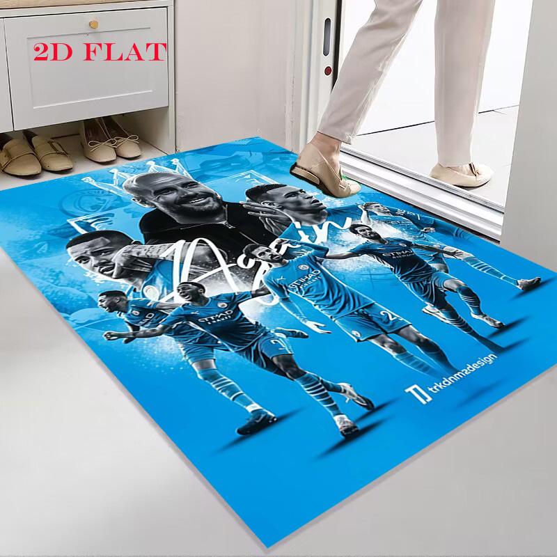 Tappeto Manchester City per Soggiorno Camera da Letto Casa Decorazione Divano, Tappetino Antiscivolo per Giochi Bambini