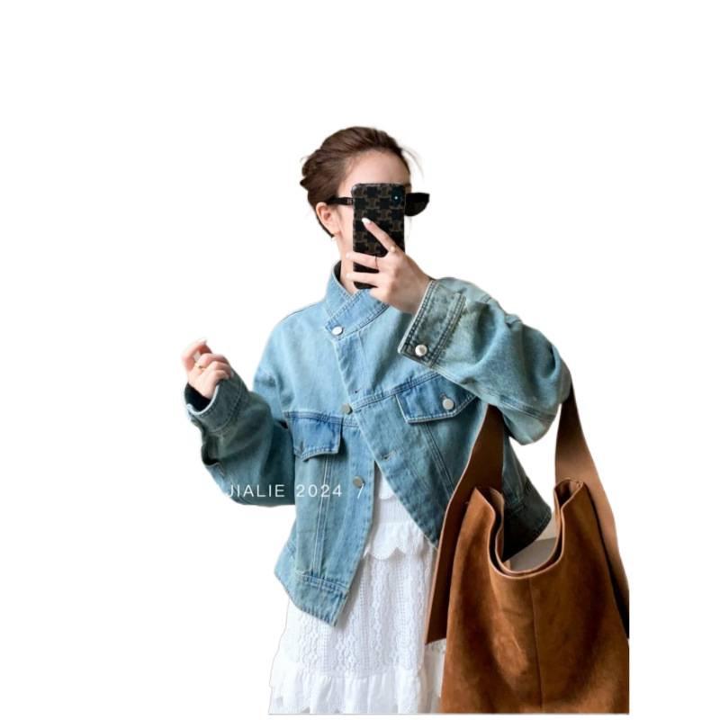 Women's Versatile Denim Short Jacket for Early Autumn