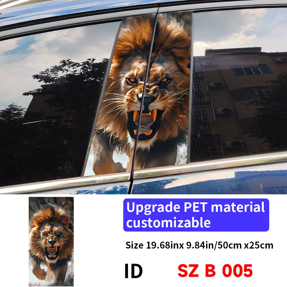 Lion Car Stickers Car B-pillar Decal Waterproof Stickers Auto Center Pillar Sticker Cover Scratches Vehicle Decor Accessories