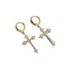 European and American Cross Earrings Inlaid with High Quality Zircon Earrings Fashionable Mens and Womens Ear Accessories