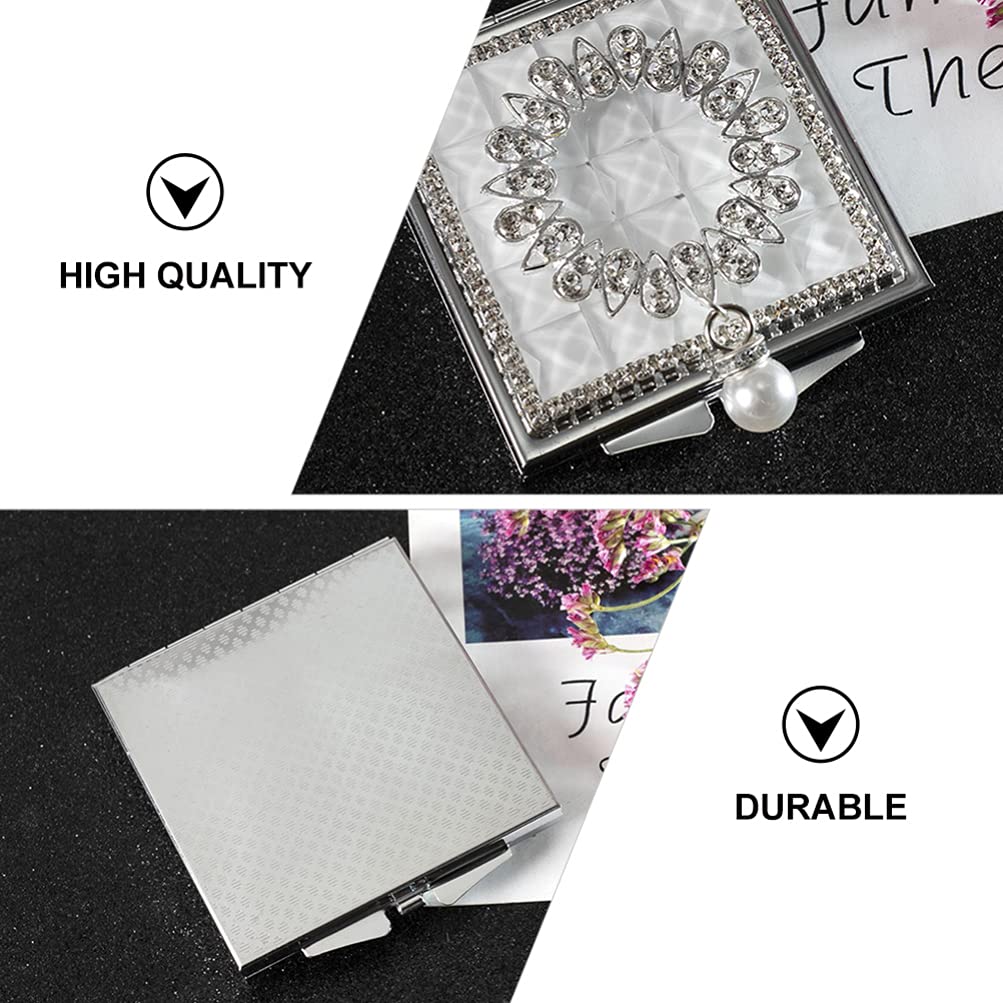 BESTOYARD Portable Makeup Compact Portable Makeup Mini Pocket Folding Travel Makeup White Mirror, Mirror, Mirror, Mirror, Mirror, Pouch, Gift,