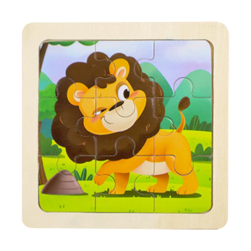 Small Children's 9-piece Wooden Plane Puzzle Cartoon Animation Puzzle Baby Educational Early Education Toy