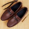 Fashion New Arrival Luxury Mens Loafers Genuine Leather Metal Buckle Moccasins Comfortable Slip-On Flats Leisure Walk Male Driving Shoes