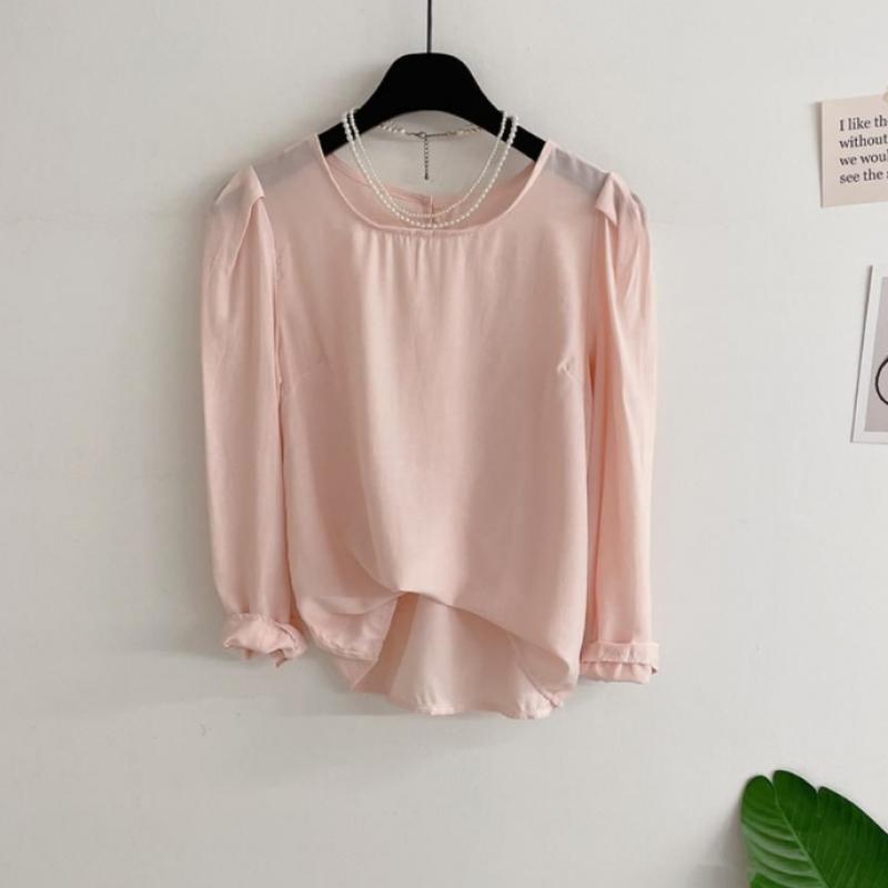 Honey J Women S Atunel Volume Sleeve Back Button blouSe 3 Color