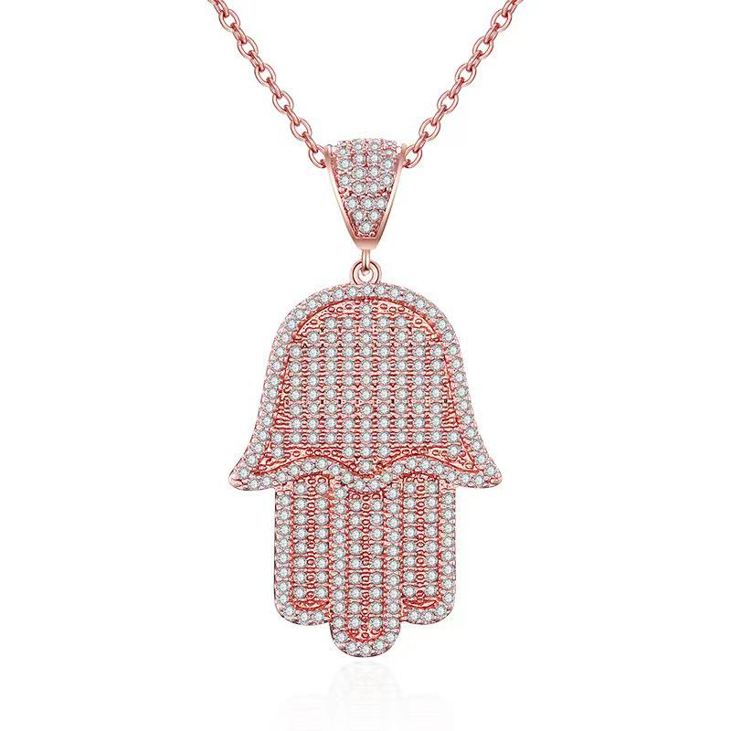 Chaîne de pull hip-hop tendance 2024: Collier pendentif palme en zircon AAA pour femme