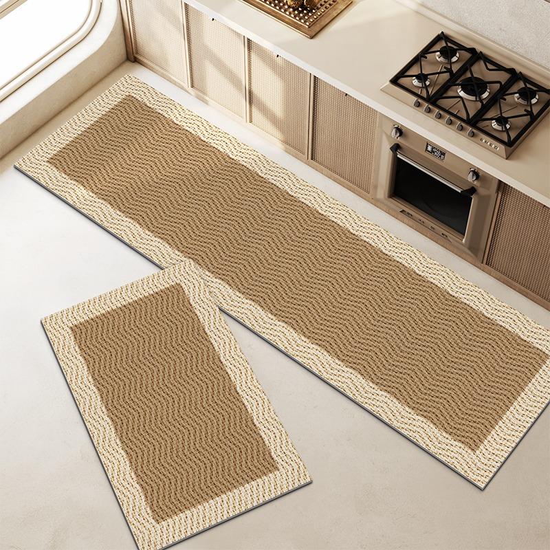 Kitchen Mat Modern Minimalism Long Strip Runner Rug Non-slip Anti-fouling Oil-proof Kitchen Carpet Home PVC Leather Washable Mat