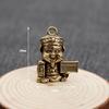 Antique handicraft keychain Copper 5th Road God of Wealth small pendant Car desktop small ornament Car keychain