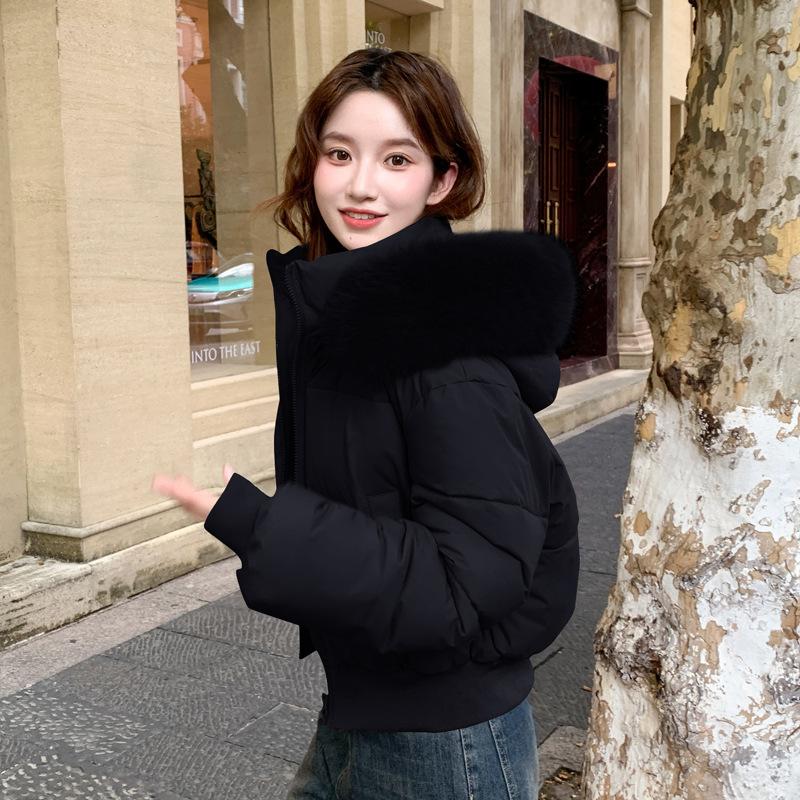 Winter Women's Ultra-short Loose Large Fur Collar Thickened Padded Jacket New Cotton Jacket for Women