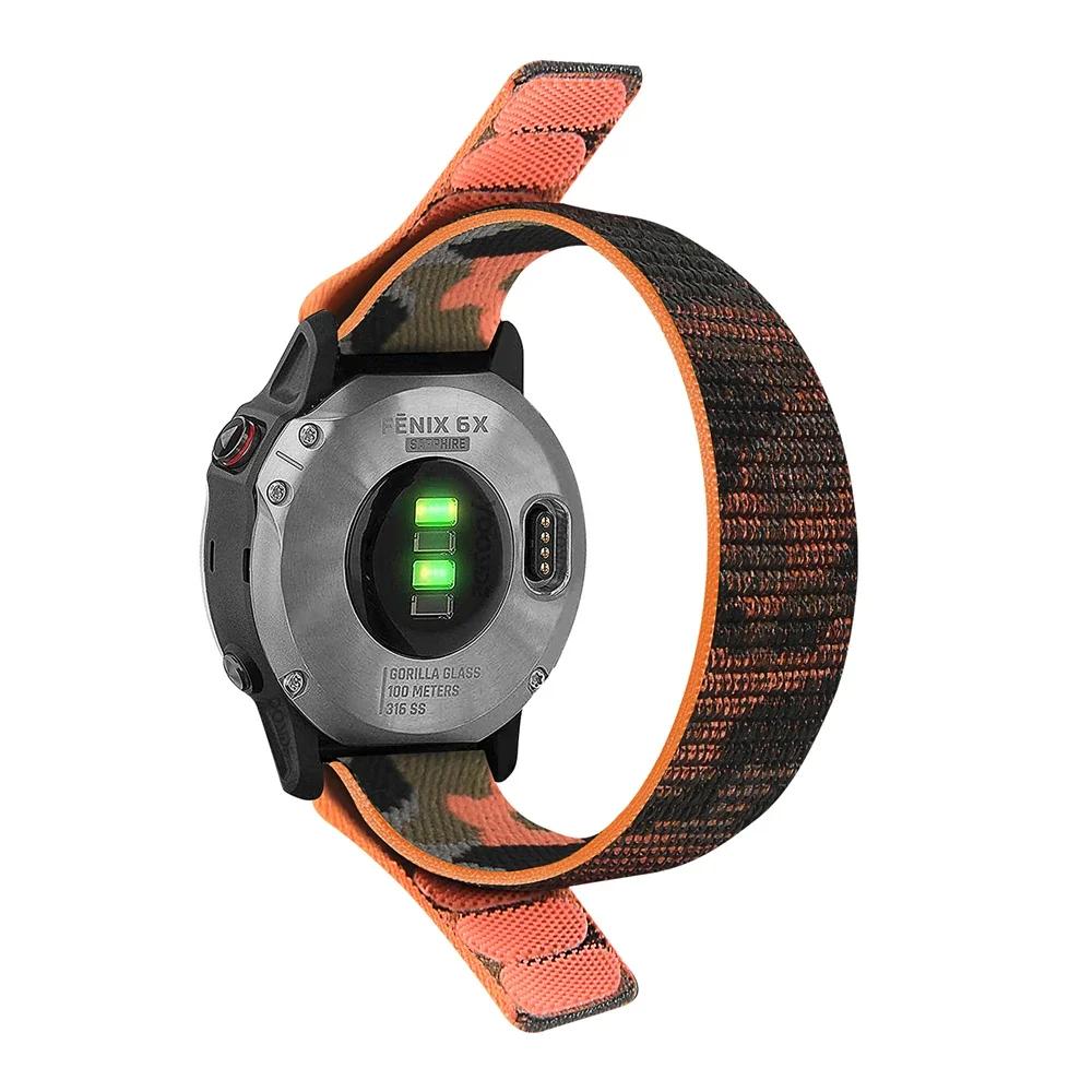 

Нейлоновий ремінець-липучка для годинника Garmin Fenix 8 47мм 51мм E 7 7X 6 6X 5/Epix Pro/Enduro/TACTIX/Forerunner 965 955, ширина 26мм 22мм 22mm помаранчевий