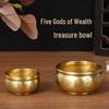 Brass Five Gods of Wealth Incense Burner: Indoor Sandalwood and Line Incense Treasure Pot Ornament