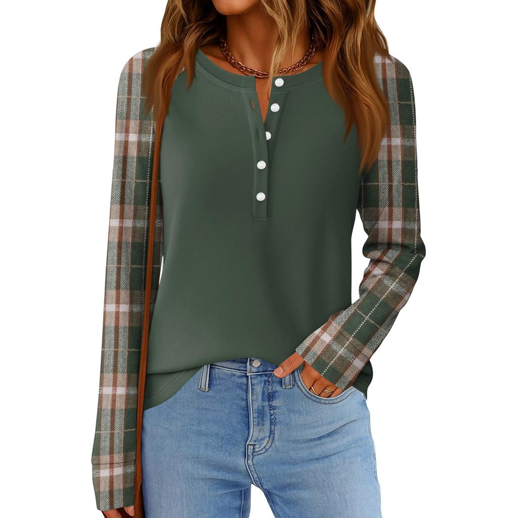 Damenmode Locker Langarm Rundhals Casual Oberteil