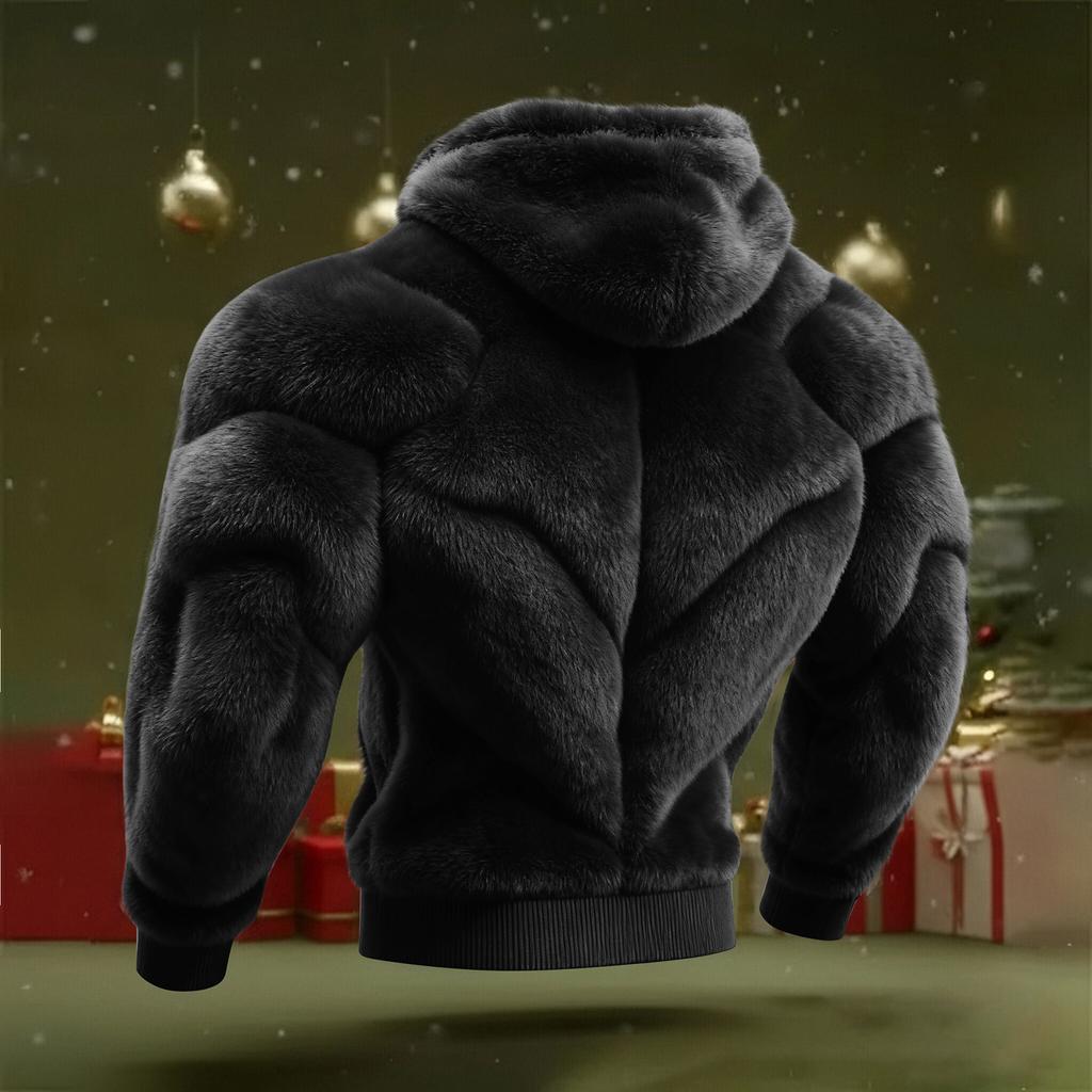 Men's Christmas Muscle Ugly Print Long-Sleeve Casual Sports Hooded Sweatshirt