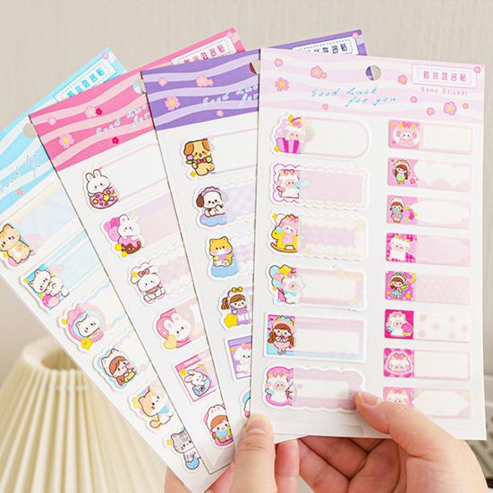 14Pcs Cartoon Animal Pattern Name Stickers Waterproof Tag Label Self-adhesive Scrapbook Decals School Stationery